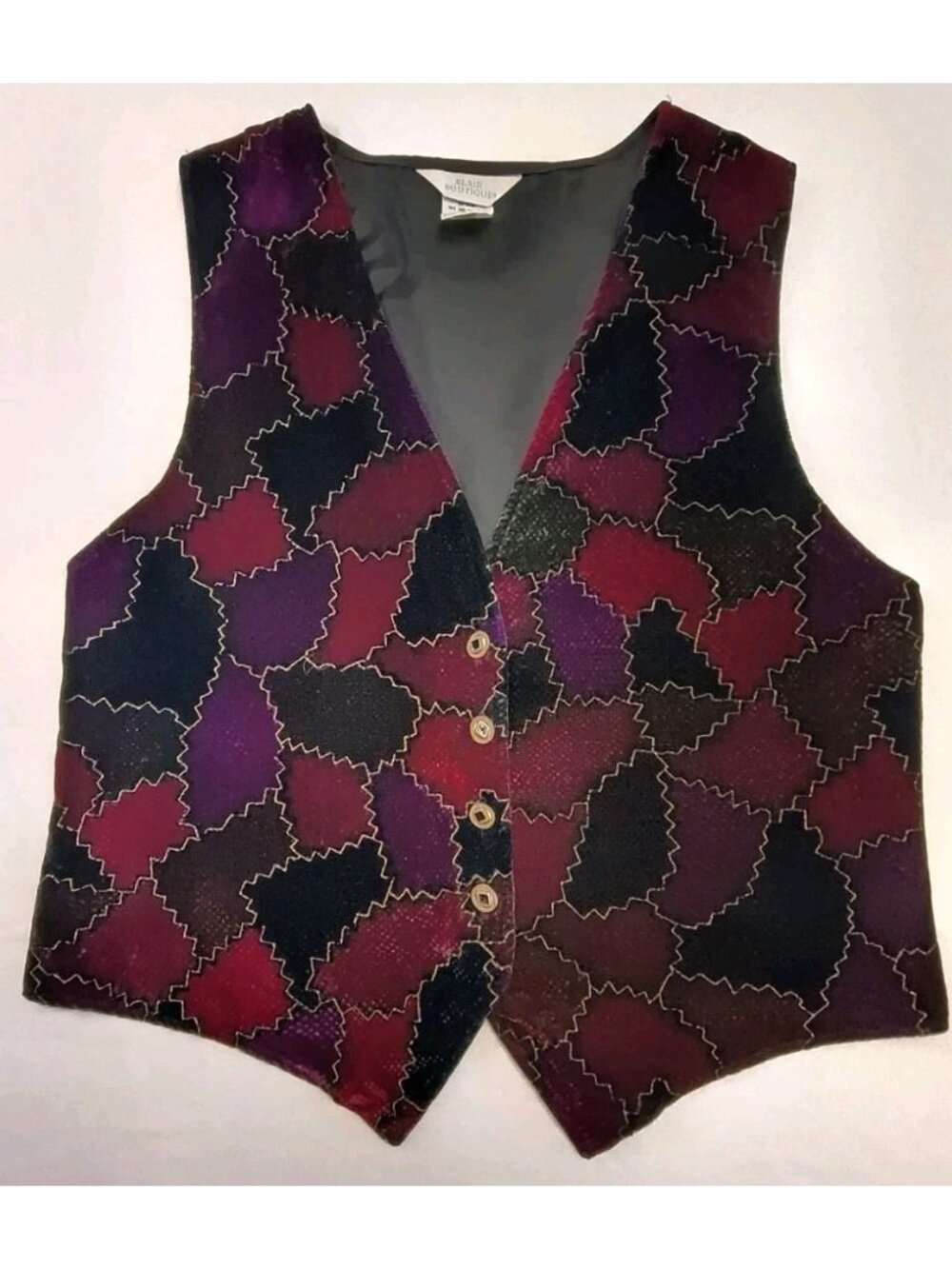 Vintage Lady Blair Boutique Velvet Vest Multicolor Made USA 70s Size 18